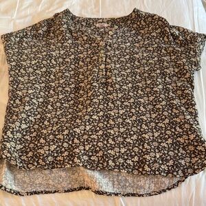 Faherty Black and White Floral Blouse